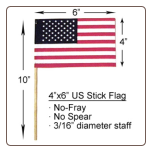 4" x 6" US Stick Flag No-Fray 4" x 6" US Stick Flag No-Fray